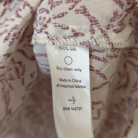 Warm NY Floral Printed Silk Tied V-neck Quarter Bell Sleeve Blouse Cream Medium